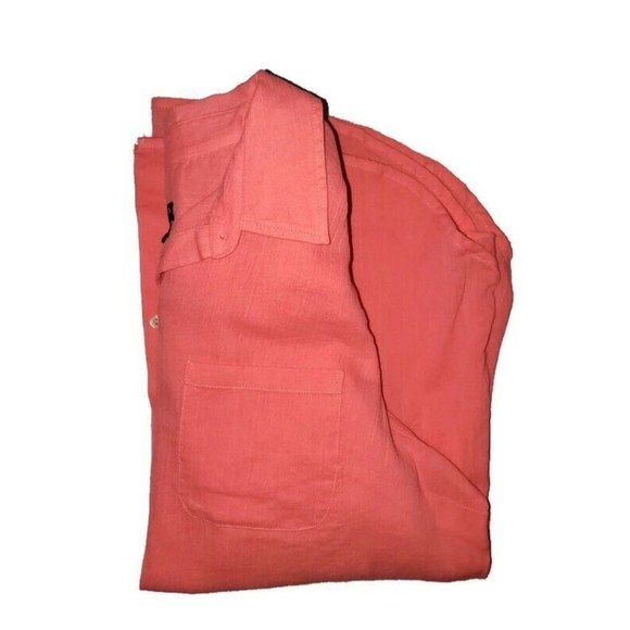 Talbots Petites size Lp button up long sleeve Coral 100% cotton made in India - Picture 7 of 8